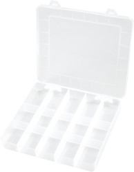 Box, with 15 compartments, transparent, (L x W x D) 202 x 193 x 31 mm, BYB-7-30L0020