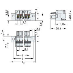 WAGO 2734-108/031-000 Female MCS-MINI 8P 3.5mm Flanged Push Buttons