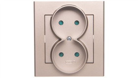 Sonata Gniazdo Podwójne B/U Z Przesłonami Szampański Złoty Gp-2Rp/39