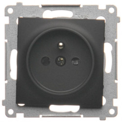 Gniazdo zasilające pojedyncze SIMON 54 czarne matowe [2P+Z] 16A z przesłonami Kontakt Simon DGZ1Z.01/49