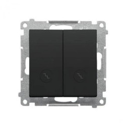 Simon 55 Łącznik schodowy podwójny z podświetleniem – osobne podśw. dla klawiszy(moduł), szybkozłącza Czarny mat TW6/2L2.01/149