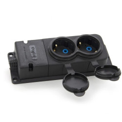 Listwa, gniazdo gumowe (TPE) podwójne schuko IP44 2*16A 2P+Z, kolor czarny, TRG-2SCH