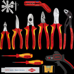 00 20 90 V02 Tool set, Knipex extension set Elektro 2, 13 pieces