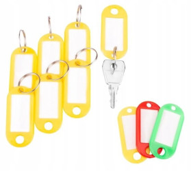IDENTYFIKATORY BRELOKI ZAWIESZKI DO KLUCZY PLASTIKOWE ŻÓŁTE 10 SZT (4/EB/BRELOK/Ż)