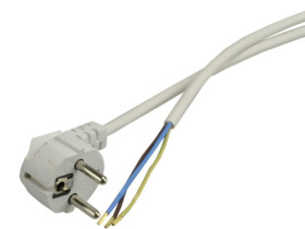 Przewód z wtyczką kątową 3x1,0mm 2m biały