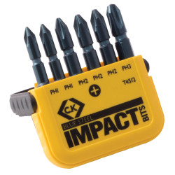 CK Tools T4512 Blue Steel Impact Screwdriver Bit - PH Set of 6
