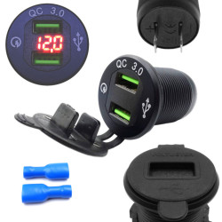 Ładowarka USB 12-24V /5V QC 3.0 obudowa czarna +VOLTOMIERZ (red)