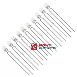 Dioda LED 10szt.3mm biała clear 8000-10000mcd