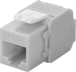 CAT 6A gniazdo Keystone RJ45, UTP, 500 MHz - Wersja kolorystyczna Jasnoszary