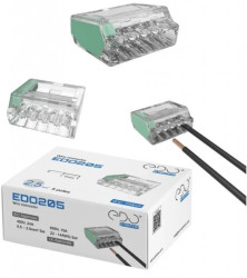 Szybkozłączka instalacyjna do przewodów sztywnych maks. 2.5mm² 5-przew. EDO205 100 szt.