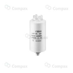 Kondensator silnikowy, 6uF, 450 V AC, 5%, 35x65mm, -25 +70°C, konektory 6.3mm, śruba montażowa...