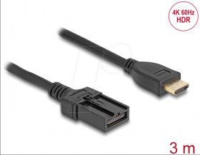 87906 HDMI automotive cable, HDMI-A male > HDMI-E male, 3 m, 4K 60 Hz
