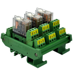 DIN Rail Mount AC/DC 24V Control 3 DPDT 5Amp Pluggable Power Relay Interface Module.
