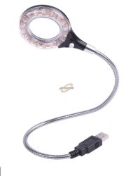 LAMPKA USB 18-LED Z WYŁĄCZNIKIEM I LUPĄ