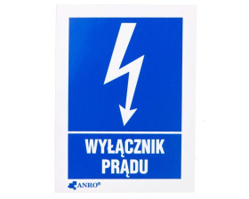 Samoprzylepna tabliczka ostrzegawcza /WYŁĄCZNIK PRĄDU 52X74/ 8EIA/Q1/F
