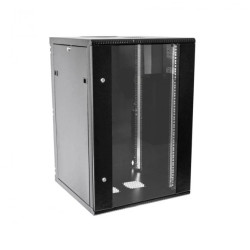 Szafa wisząca RACK 19 cali 15U/600mm drzwi przeszklone otwierane boki RAL 9005 BOCK-019-150-600-C