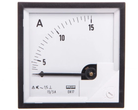 Amperomierz analogowy 72x72mm 15/5A N IP50 E408 pozycja pracy C3 K=90 st. bez atestu KJ EA17N E40800000000