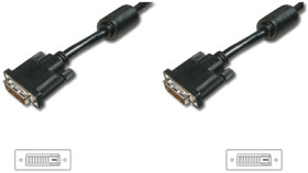 Connection cable, 3 m, black, DVI-D Dual Link (24+1) plug, straight to DVI-D Dual Link (24+1) plug, straight, AK-320101-030-S