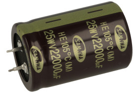 Kondensator; SNAP-IN; elektrolityczny; 22000uF; 25V; HE; HE1E229M30045HA; 20%; fi 30x45 mm; 10mm; przewlekany (THT); luzem; -40.