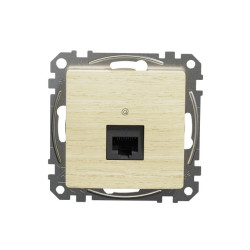 Gniazdo komputerowe RJ45 kat. 6 UTP, brzoza, efekt drewna, Sedna Design i Elements SDD180461