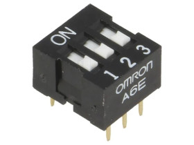 Przełącznik DIP-SWITCH Ilość sekcji 3 ON-OFF 0,025A/24VD A6E-3101-N