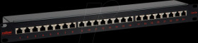 26110328 19" patch panel, 1 U, 24-port, Cat. 5e, black