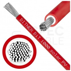 Kabel solarny BiT 1000 solar PV 4mm2 jednożyłowy czerwony 1,0/1,5kV zewnętrzny bezhalogenowy LSOH Eca linka Bitner