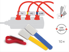 LTC 2530 Mini hook-and-loop ties, 10-pc set - mixed colours