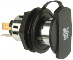 Power panel-mount socket 12 - 24 V/20 A with screw thread