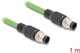 80411 M12 cable, A-coded, 8 pin plug / plug, 1 m