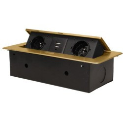 Gniazdo meblowe wpuszczane w blat ORNO OR-AE-13109/BR mosiądz