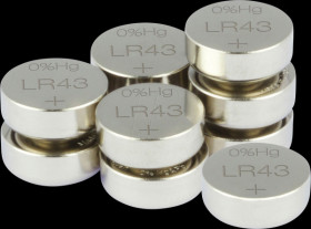 GP186ASTD502C10 Alkaline button cell, 70 mAh, LR43/V12GA, pack of 10