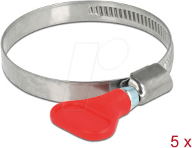 19518 Hose clips with wing nut, 40 - 60 mm, 5 pieces, stainless steel