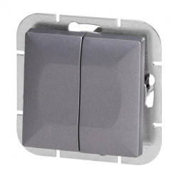 Łącznik p/t świecznikowy Pearl, 10A, 250V, WP-2P, antracyt,OR-OE-7701/A