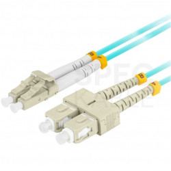 Patchcord światłowodowy MM LC/UPC-SC/UPC duplex 3mm OM3 aqua 0,5m LANBERG