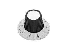 Gałka; GSK23; 6mm; szary; czarny; fi 29/15mm; 18mm; aluminium; plastik; blokowane śrubą; ze skalą