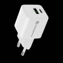 Ładowarka sieciowa everActive GaN SC-330Q z gniazdem USB QC3.0 oraz USB-C PD 20W