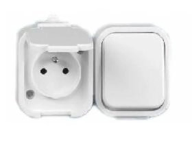 BURSZTYN Gniazdo hermetyczne pojedyncze z/u + łącznik IP44 białe GWN-B