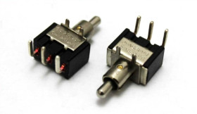 MTS-123-3C SPDT (ON)-OFF-(ON) 3-pin Monostable Angled Toggle Switch