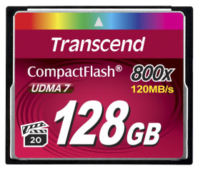 Karta pamięci flash CompactFlash, 128 GB, Transcend MLC -25 → +85°C 800x