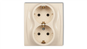 Logo Gniazdo Podwójne Z/U Schuko Beżowy 1Lgp-2Sp