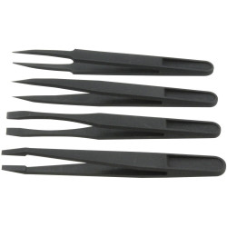 Donau PZ84 Tweezers Set: 4 Plastic Precision Tips Smooth Grips