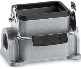 Surface mount housing, size HB6, aluminum alloy, 2 x M20/M25, angled, longitudinal bow locking, IP65, 19006000