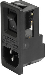 Combination element plug C18, 2 pole, snap-in, solder connection, black, 3-104-866