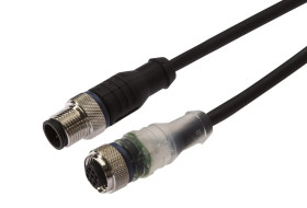 Złącze do samokonfekcjonowania M12 żeńskie 4-pinowe proste M12 męskie 4-pinowe proste 4x0,34mm² PUR wyświetlaczem LED IP67 VK060