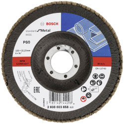 Bosch 2608603658 X431 Flap Disc 125mm 22.33mm Bore Metal 1 piece Durable