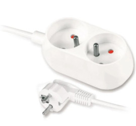 Przedłużacz z dwukrotnym gniazdem 2x2p+Z 16A 5m biały