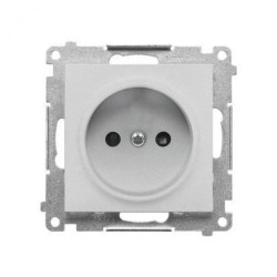 Simon 55 Gniazdko wtyczkowe bez uziemienia z przesłonami (moduł) 16 A, 250 V~, szybkozłącza Aluminium mat TG1CZ.01/143