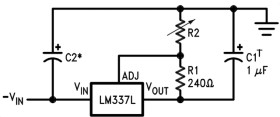 100-mA, negative, adjustable linear voltage regulator