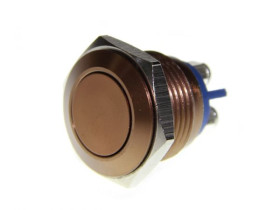 16mm Anti-vandal Metal Push Button - Chocolate Brow
